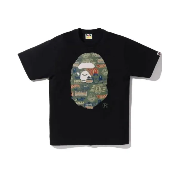 A Bathing Ape x Hot Wheels Collab Ape Head Print White T-Shirt - 6
