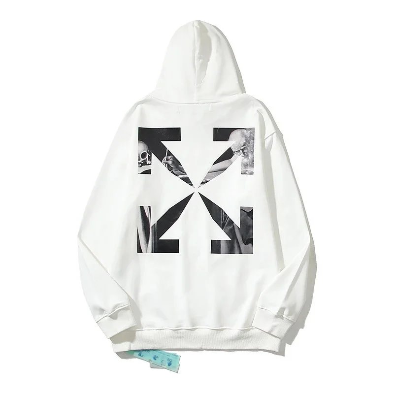 Off-White Diag Skull Print White Hoodie - 1