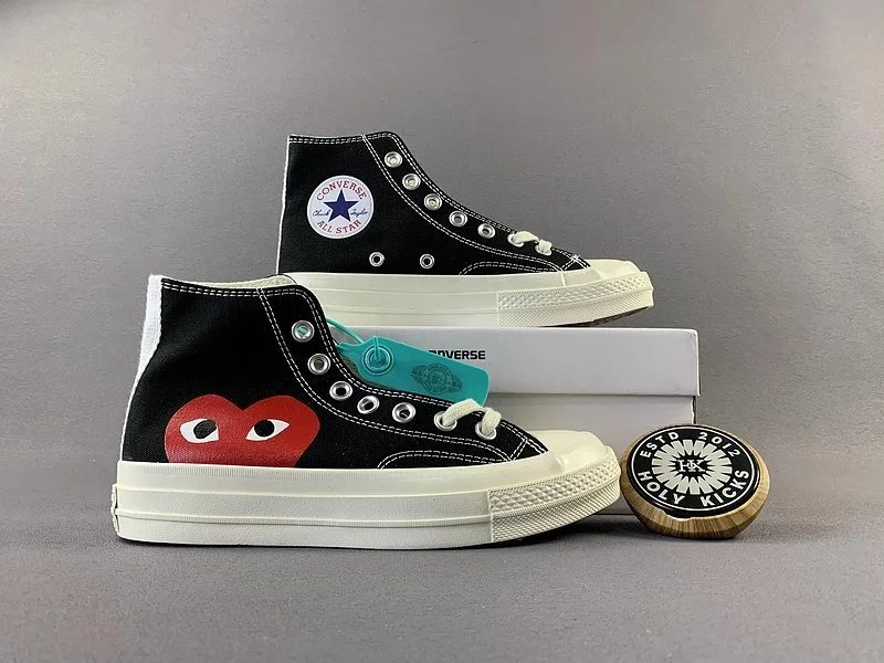 Converse x Comme des Garçons PLAY Chuck Taylor All Star High Top Off-White Canvas Sneakers - 17
