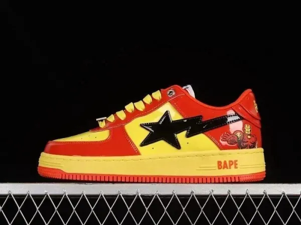 BAPE x Marvel Iron Man STA Low Yellow Red Sneakers - 5