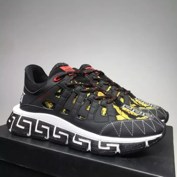 Versace Chain Reaction Baroque Print Black Multicolor Chunky Sneakers - 8