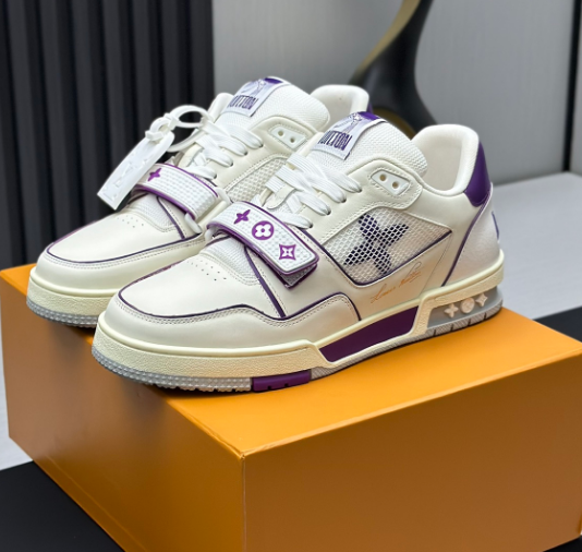 Louis Vuitton orange and white low-top sneakers product photo 3