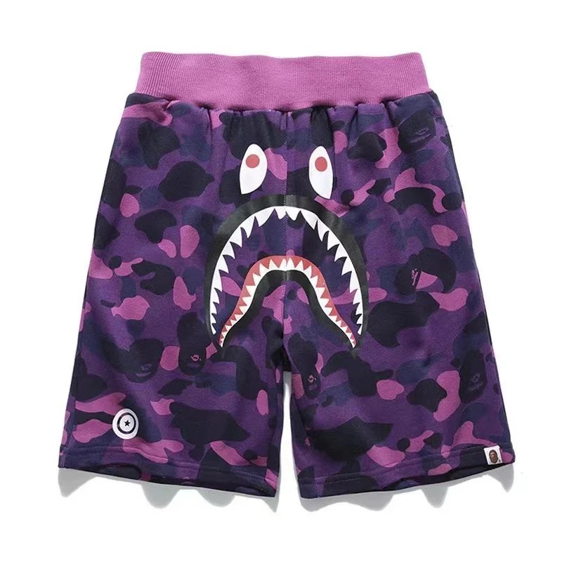 A Bathing Ape Shark Face Graphic Shorts Gray - 5