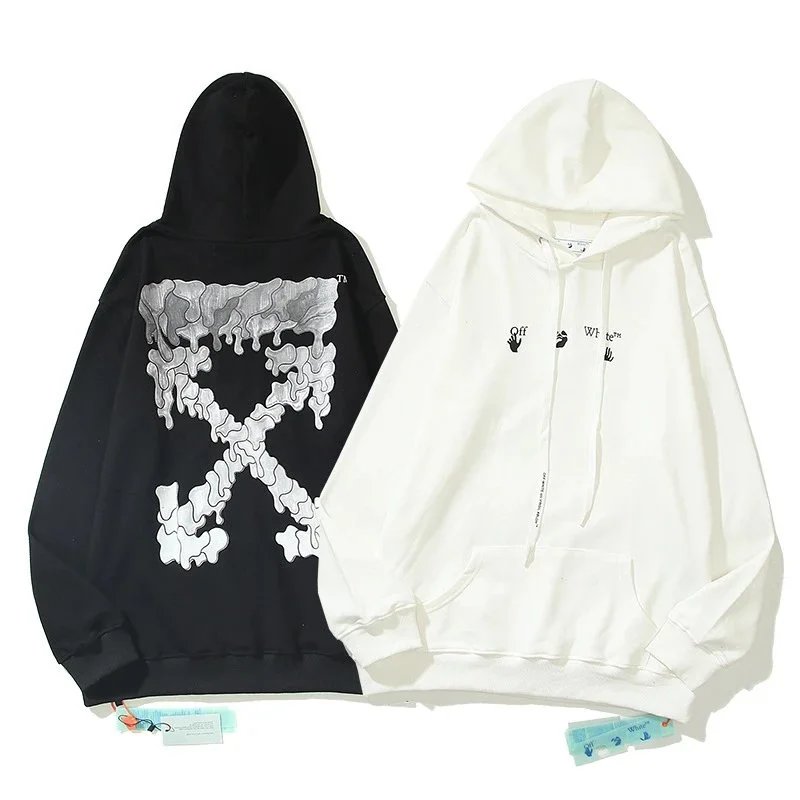 Off-White Diagonal Arrow Hoodie Black and White - 1