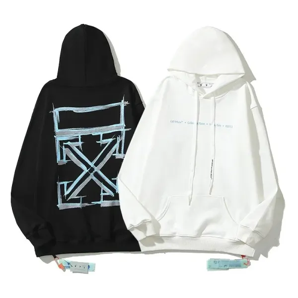 Off-White Industrial Logo Hoodie Black and White - 1