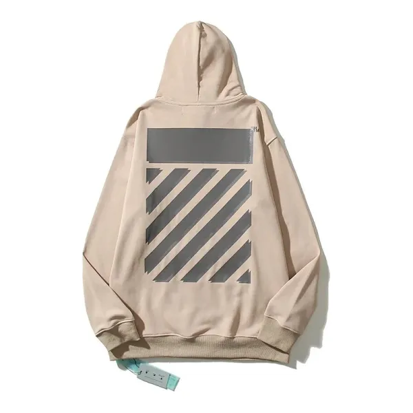 Off-White Diagonal Stripe Hoodie Beige Hoodie - 1