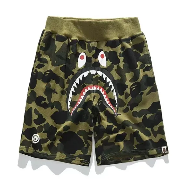 A Bathing Ape Shark Face Graphic Shorts Gray - 7