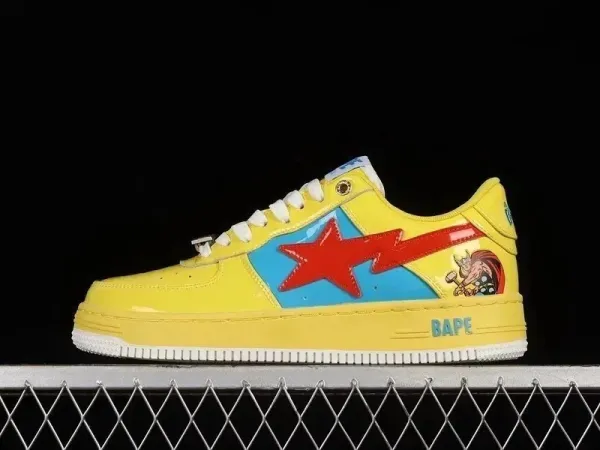BAPE x Marvel Iron Man STA Low Yellow Red Sneakers - 7