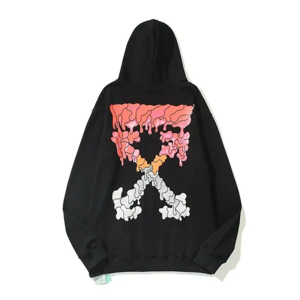 Off-White Diagonal Arrow Dripping Paint Hoodie Black - 1