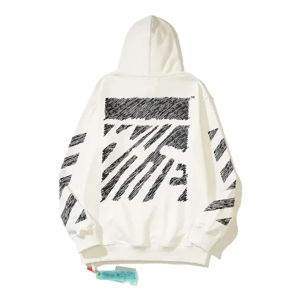 Off-White Diag Print Hoodie White - 1