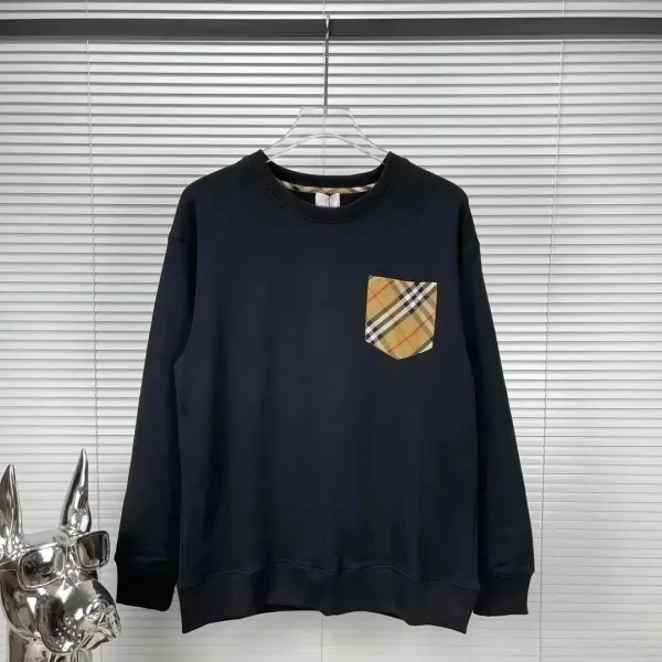 Burberry Check-Pocket Cotton Sweatshirt Black - 1