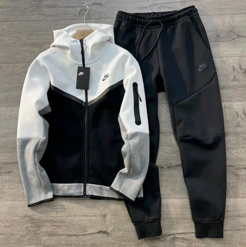 Nike Tech Fleece Windrunner Hoodie and Joggers Set Off-White Beige - 10