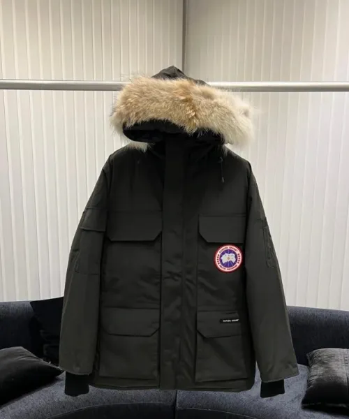 Canada Goose Expedition Parka Black with Coyote Fur Trim Down Jacket - 1