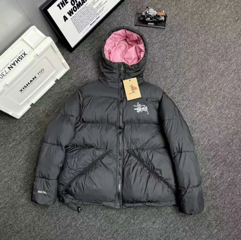 Stüssy Down Jacket Black with White Logo - 8
