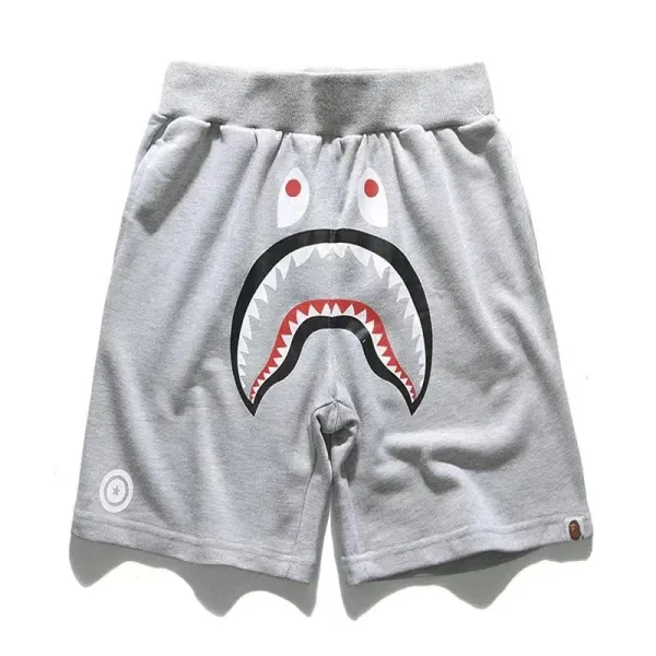 A Bathing Ape Shark Face Graphic Shorts Gray - 1