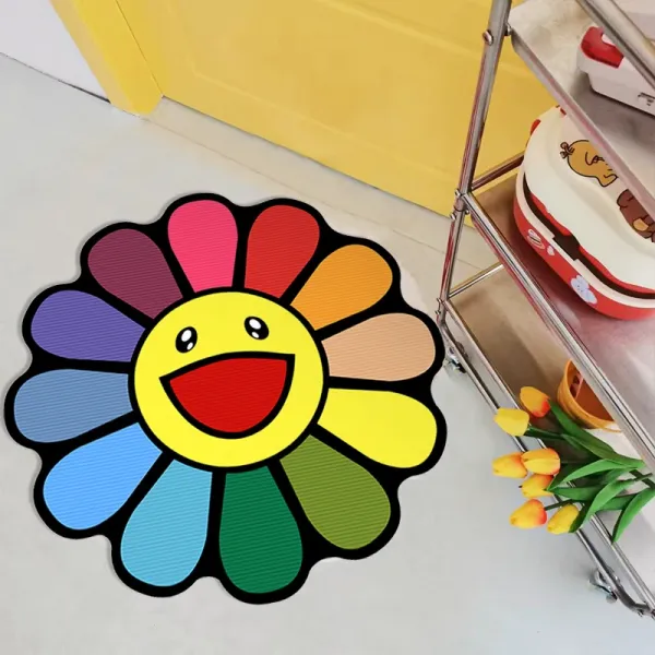 Design Rainbow Smiley Flower Doormat Accessories - 1
