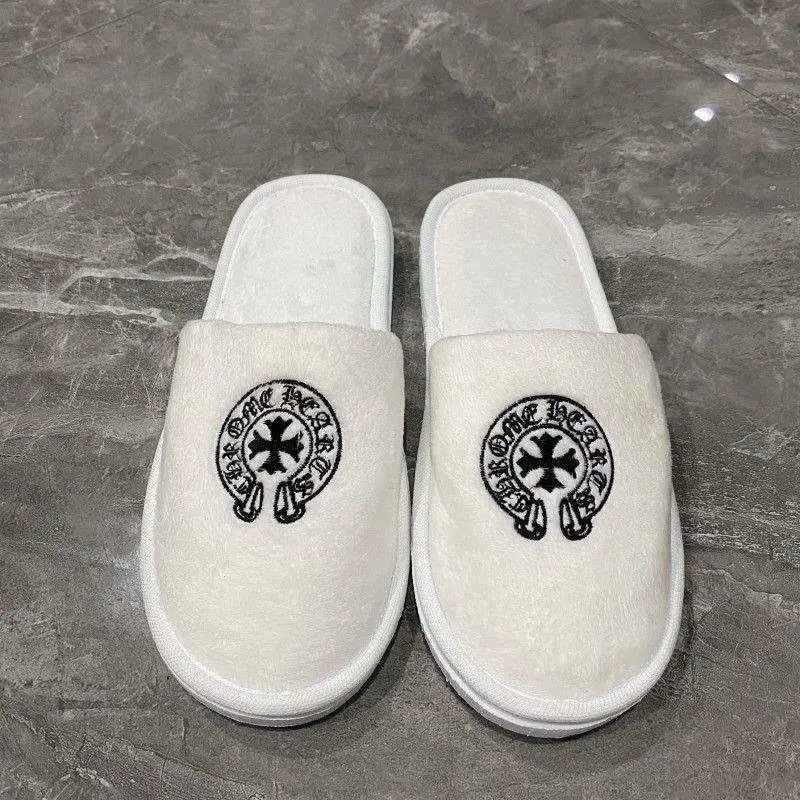 White Faux Fur Slippers
