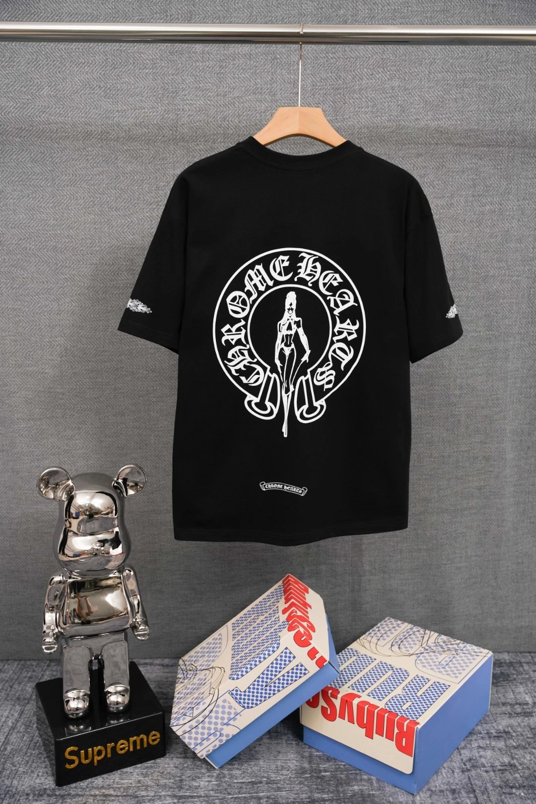 Chrome Hearts T-shirt Horseshoe Pin Up Girl Black