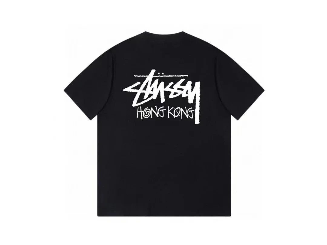 Stüssy T-Shirts Graphic Print Crew-Neck T-Shirt — Black 371