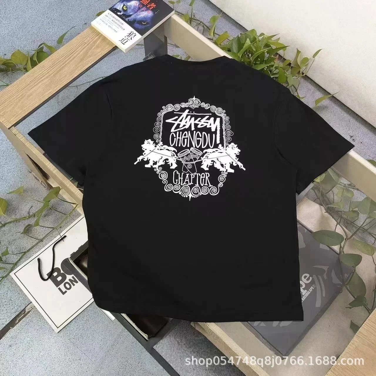 Stüssy T-Shirts Graphic Print Crew-Neck T-Shirt — Black 383