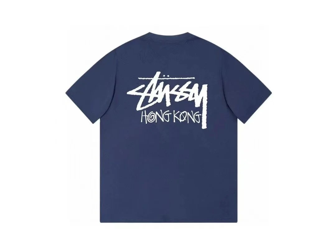 Stüssy T-Shirts Graphic Print Crew-Neck T-Shirt — Navy Blue 371