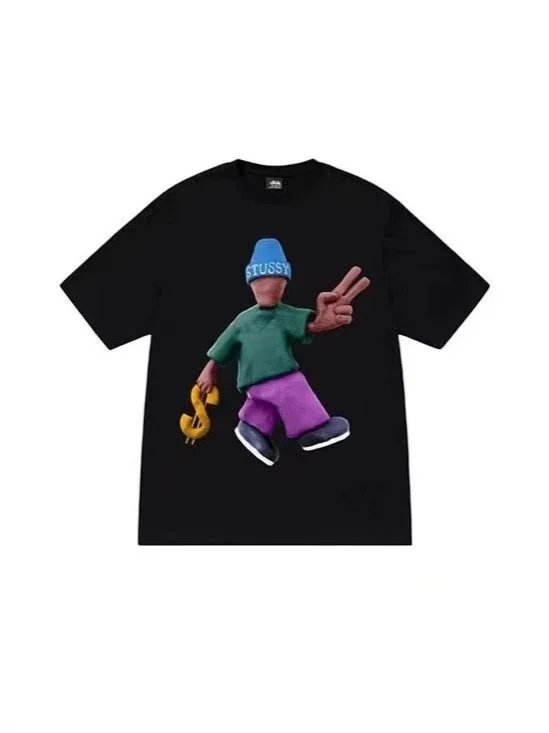 Stüssy T-Shirts Graphic Print Crew-Neck T-Shirt — Black 378