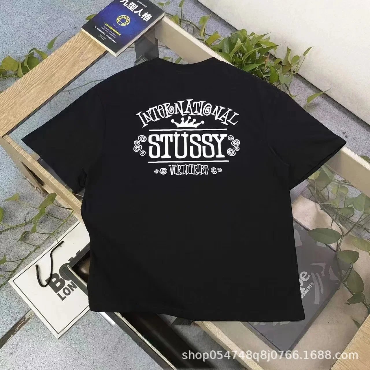 Stüssy T-Shirts Graphic Print Crew-Neck T-Shirt — Black 381