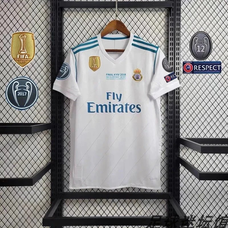 Real Madrid Football Jerseys Retro — 17-18 Home Print 3 Armband Chest