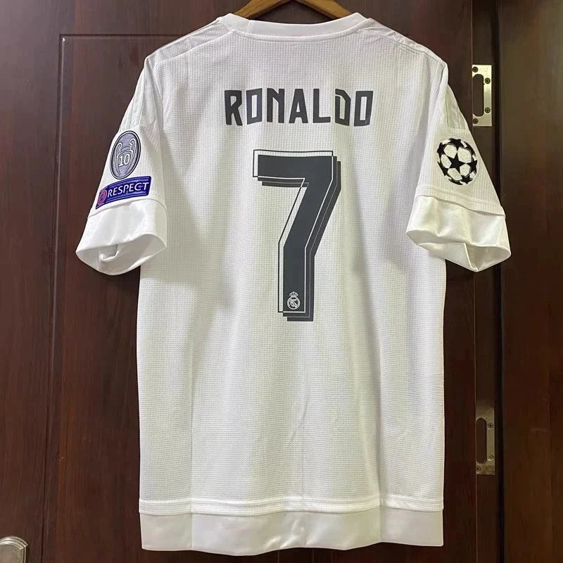 Real Madrid Football Jerseys Retro — 15-16 Home Print No.7 Print 3 Armband