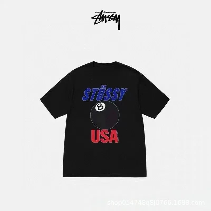 Stüssy T-Shirts Graphic Print Crew-Neck T-Shirt — Black 368