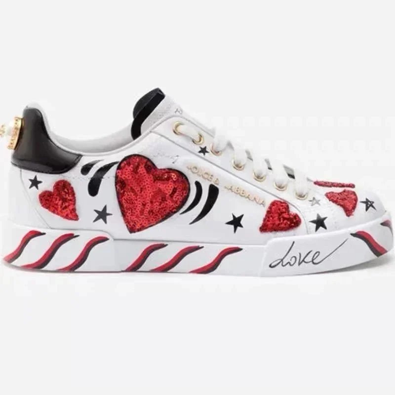 Dolce & Gabbana Sneakers Graffiti-print embellished low-top — Magenta