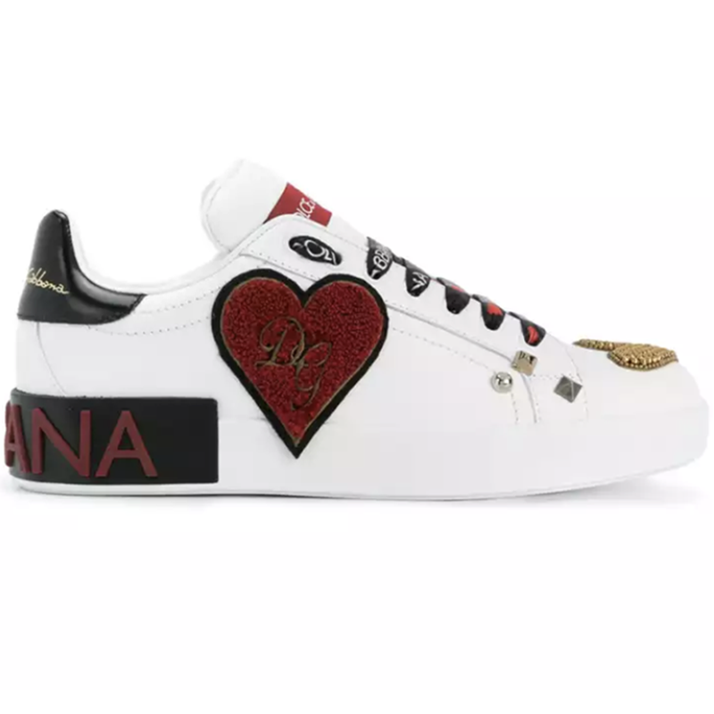 Dolce & Gabbana Sneakers Graffiti-print embellished low-top — Light gray