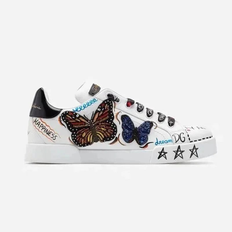 Dolce & Gabbana Sneakers Graffiti-print embellished low-top — Sky blue