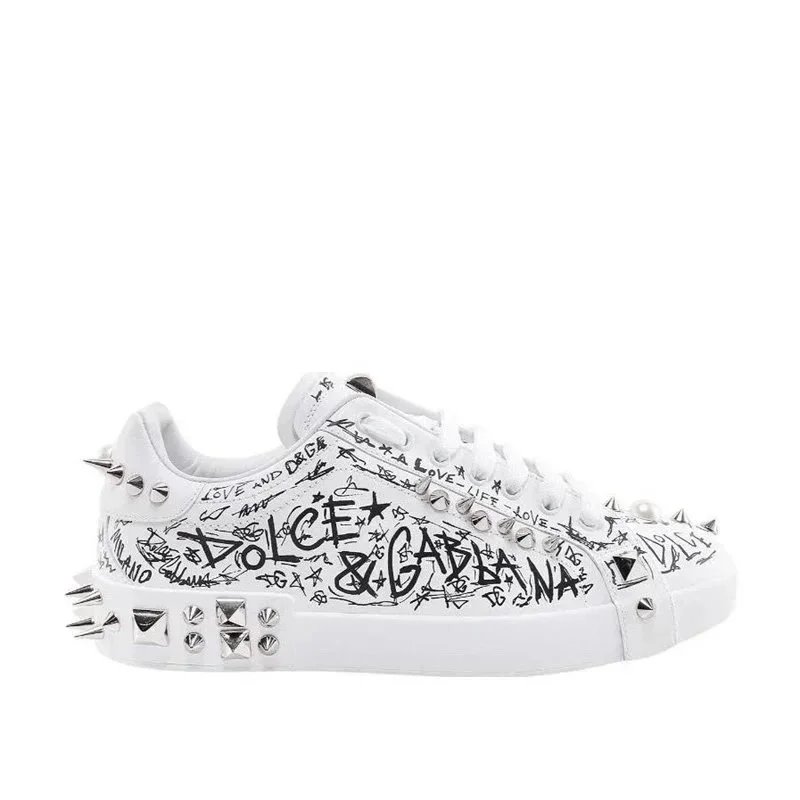 Dolce & Gabbana Sneakers Graffiti-print embellished low-top — Pink