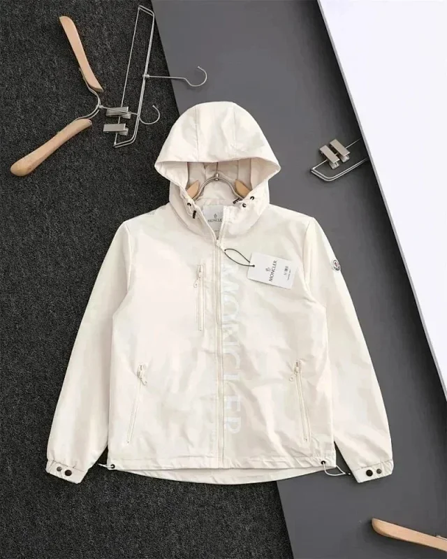 Moncler Jackets Hooded zip-front lightweight jacket with sleeve logo patch product detail image 9