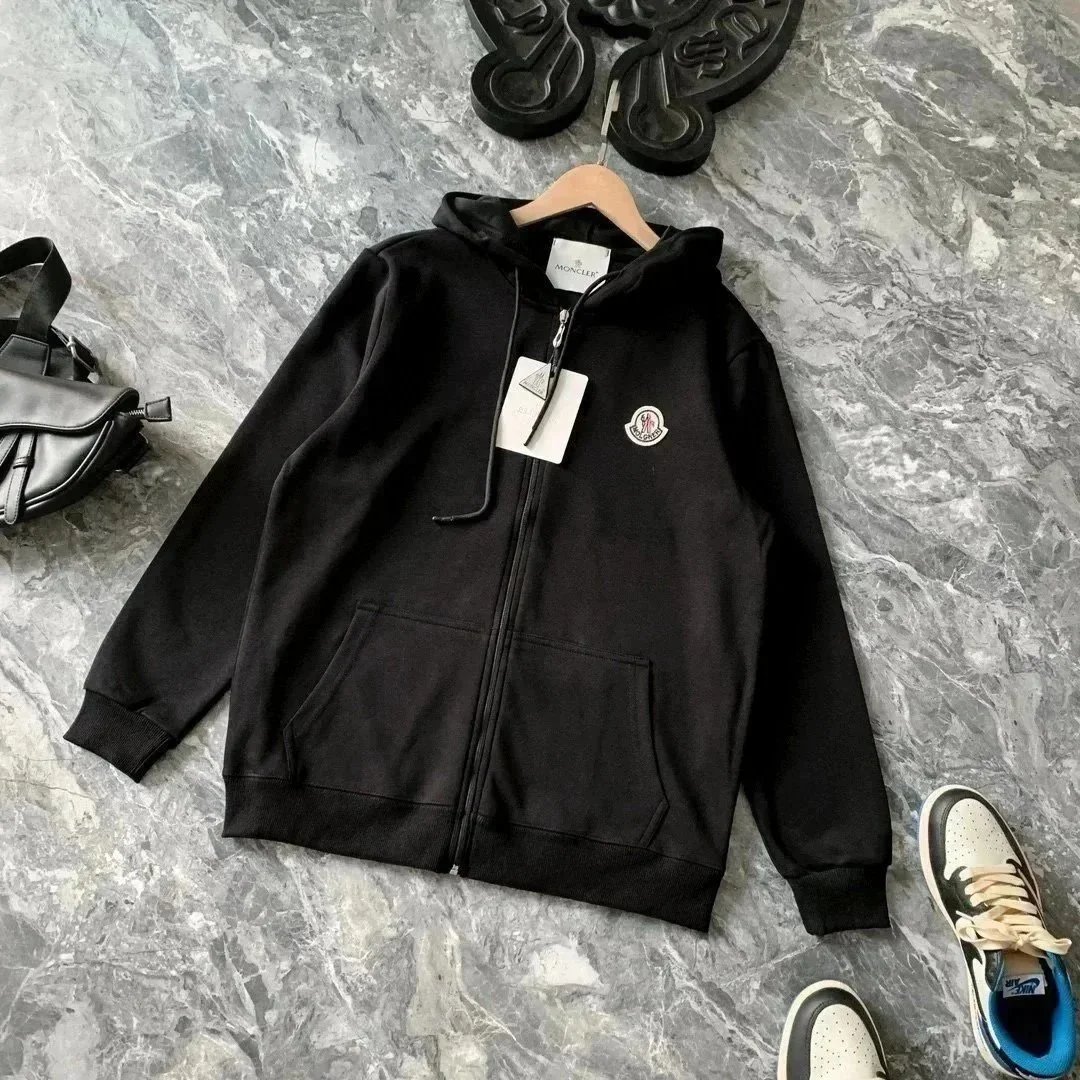 Moncler Jackets Hooded zip-front lightweight jacket with sleeve logo patch — 16