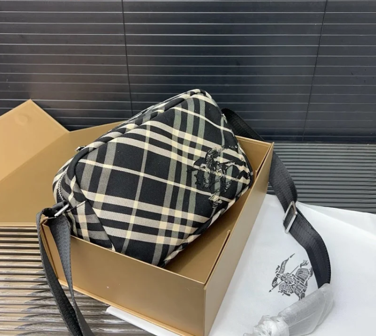 Burberry Crossbody Bags Check-pattern zip bag — Top Quality 13
