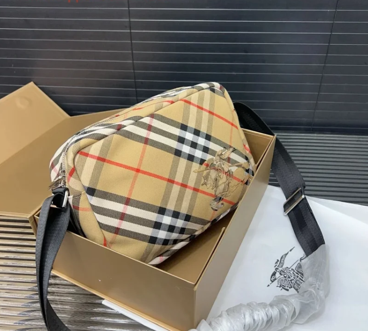 Burberry Crossbody Bags Check-pattern zip bag — Top Quality 12