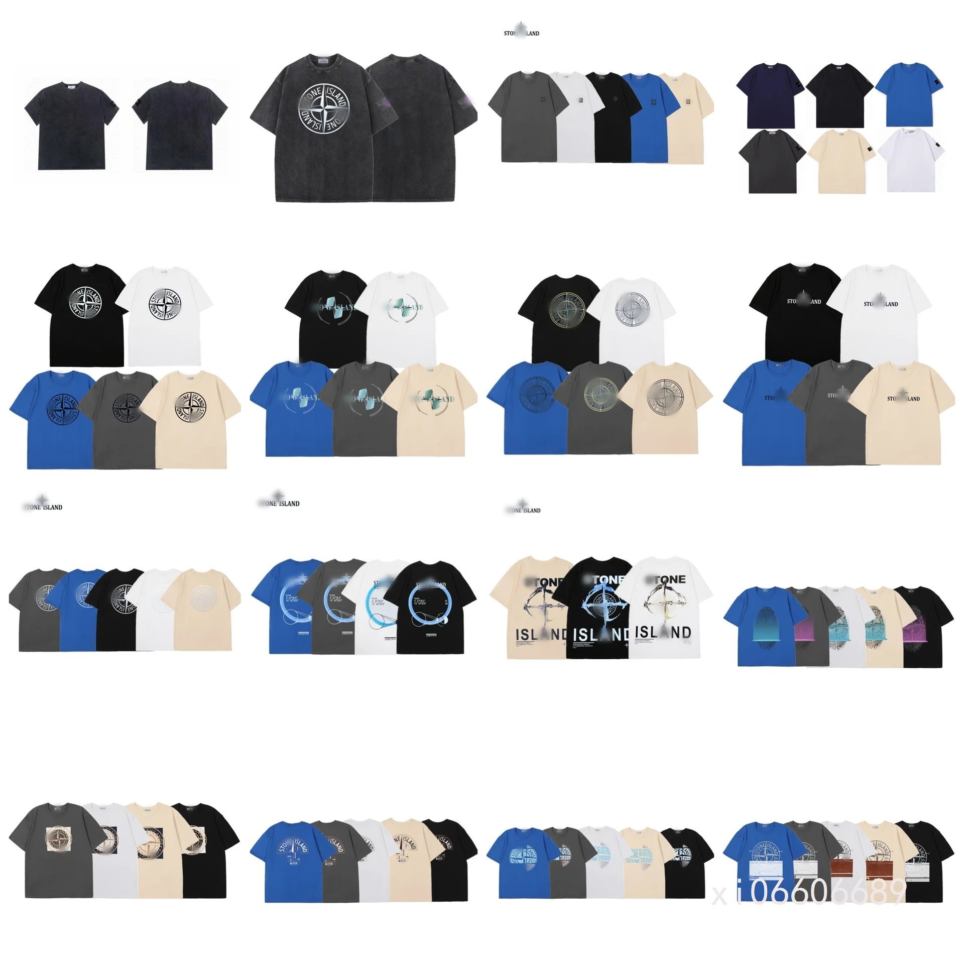 Stone Island Compass Logo Print Crew Neck Casual Breathable Cotton T-Shirt