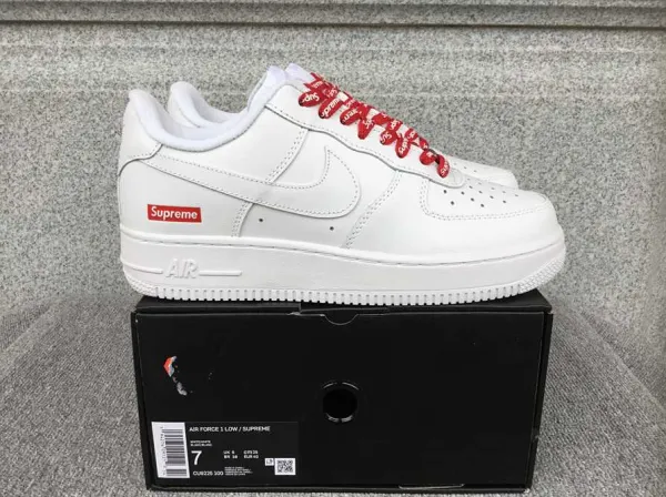 Nike x Supreme Air Force 1 Low White Sneakers - 1
