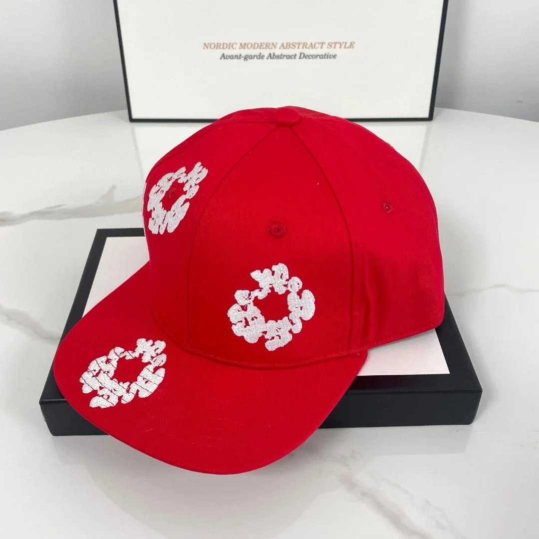 Off-White Circular Motif Red Baseball Cap - 1