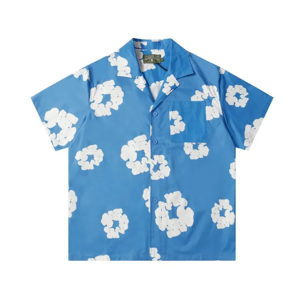 African Slaves & Sons Cloud Print Short-Sleeve Shirt Blue - 1
