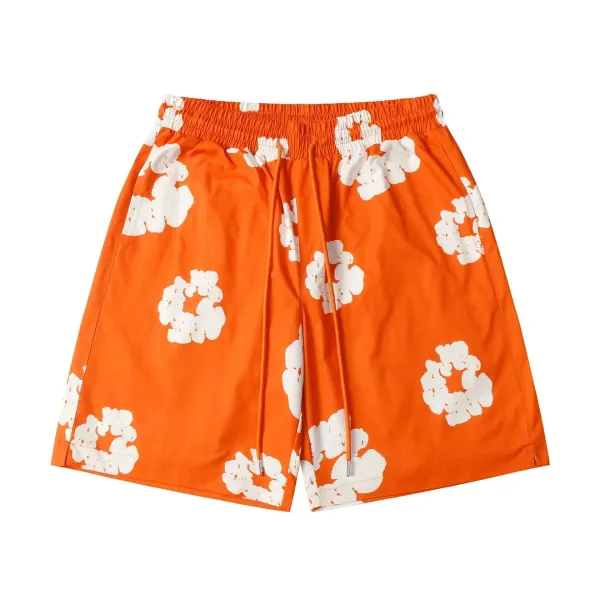 Off-White Floral Print Swim Shorts Orange - 1