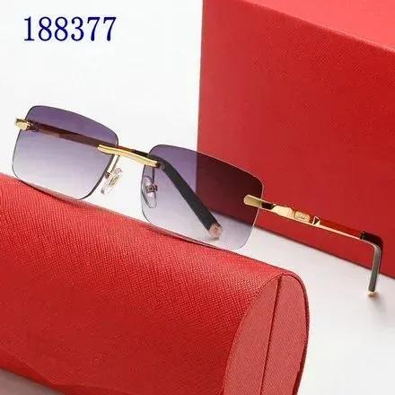 Design Rimless Gradient Purple Sunglasses with Gold-Tone Metal Arms - 1