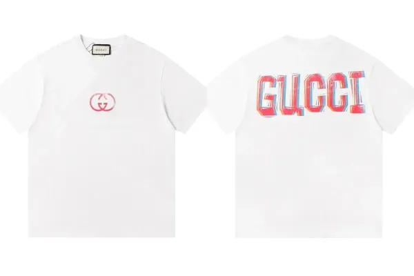 Gucci Distorted Logo Print White T-Shirt - 1