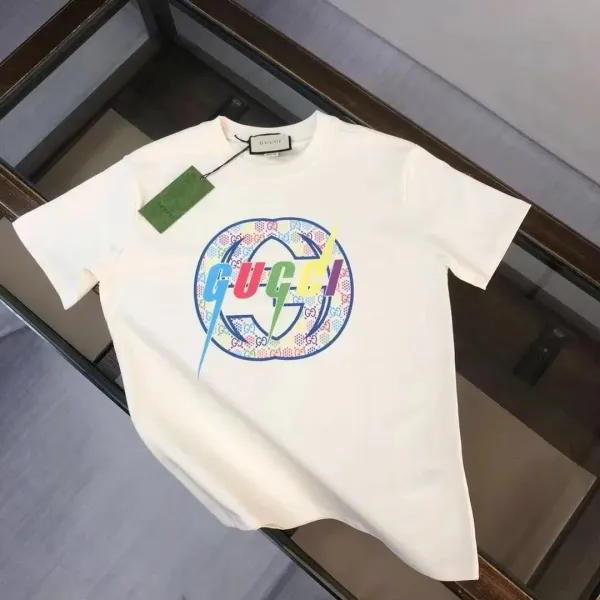 Gucci Rainbow Logo Print White T-Shirt - 1