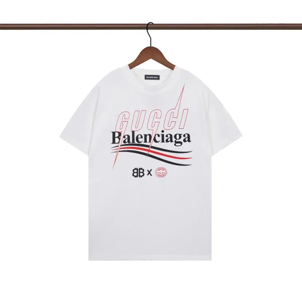 Gucci x Balenciaga Logo Print White T-Shirt - 1