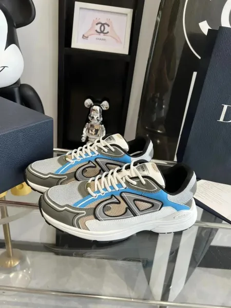 Dior B23 Blue Gray Mesh Sneakers - 1
