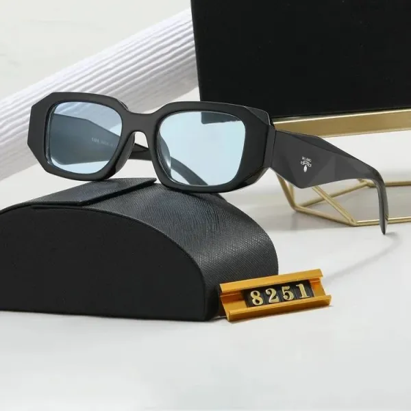 Prada Square Frame Sunglasses Black with Light Blue Lenses - 1