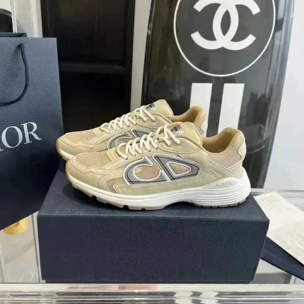 Dior B23 Low Beige Mesh Sneakers - 1